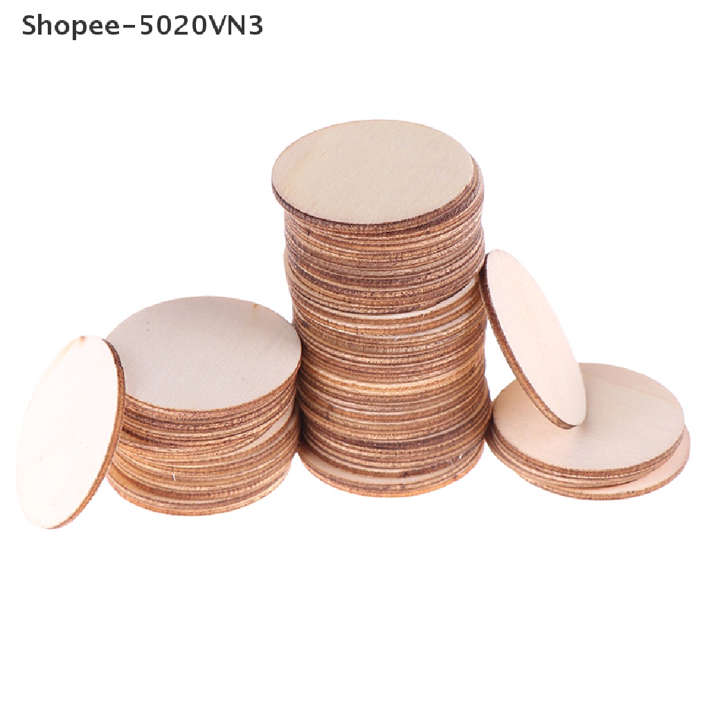 Bộ 50 miếng gỗ tròn tự nhiên chưa hoàn thành làm đồ thủ công