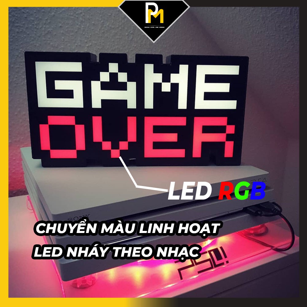 đèn game over để bàn trang trí led RGB nháy theo nhạc