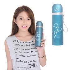 Bình nước giữ nhiệt 500ml chất liệu thép không gỉ hình chuột Mickey