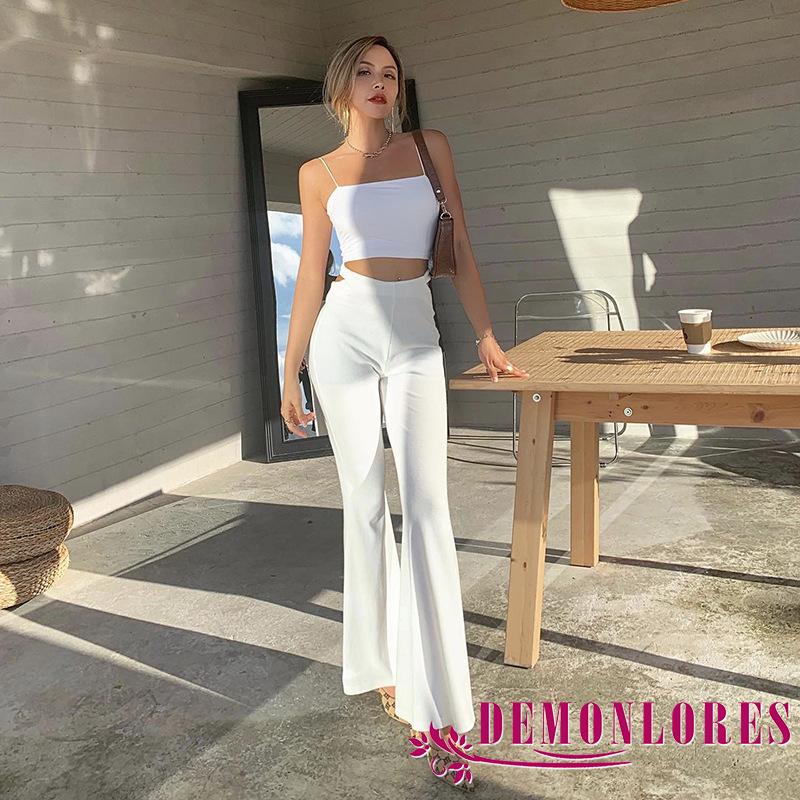 Quần Legging Ống Rộng Màu Sắc Trơn Cho Nữ