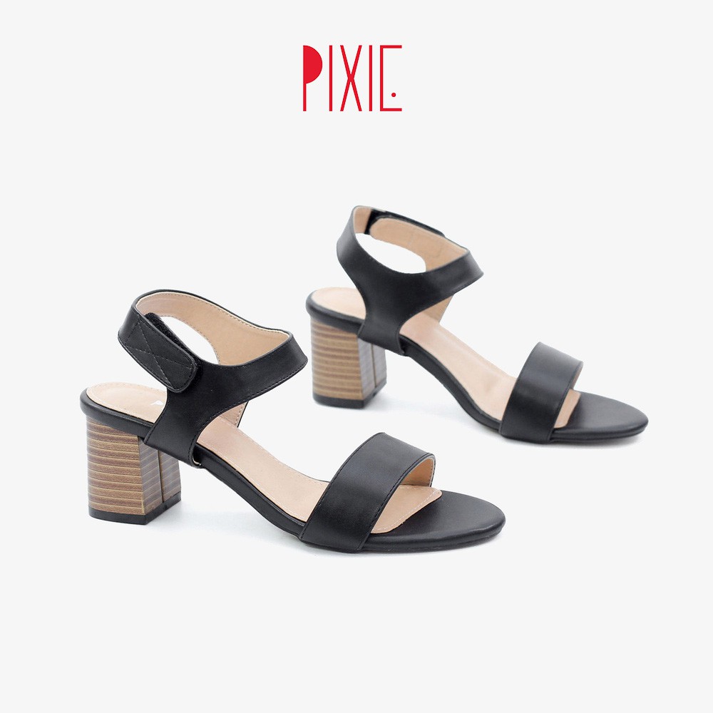 Giày Sandal Cao Gót 5cm Quai Dán Đế Gỗ Pixie 5245