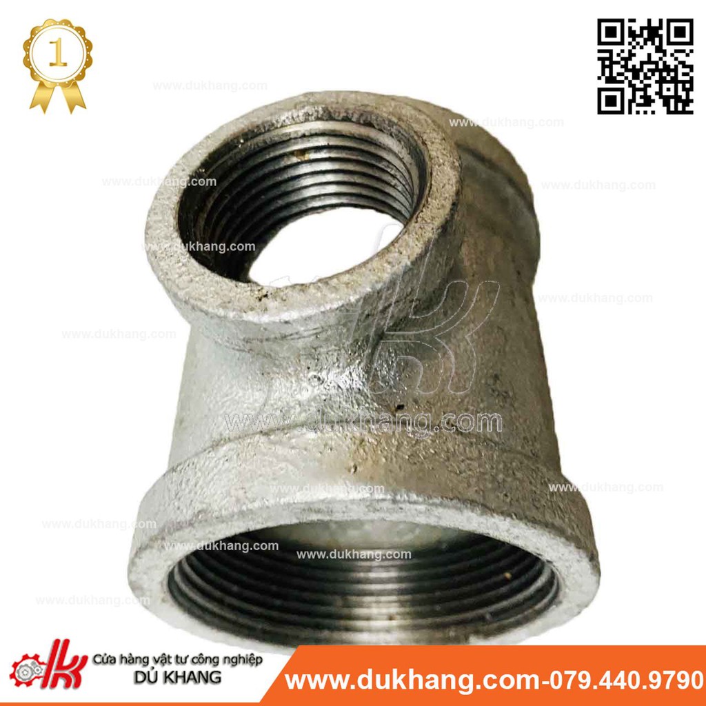 Tê giảm ren giữa sắt kẽm - ngã ba giảm ren