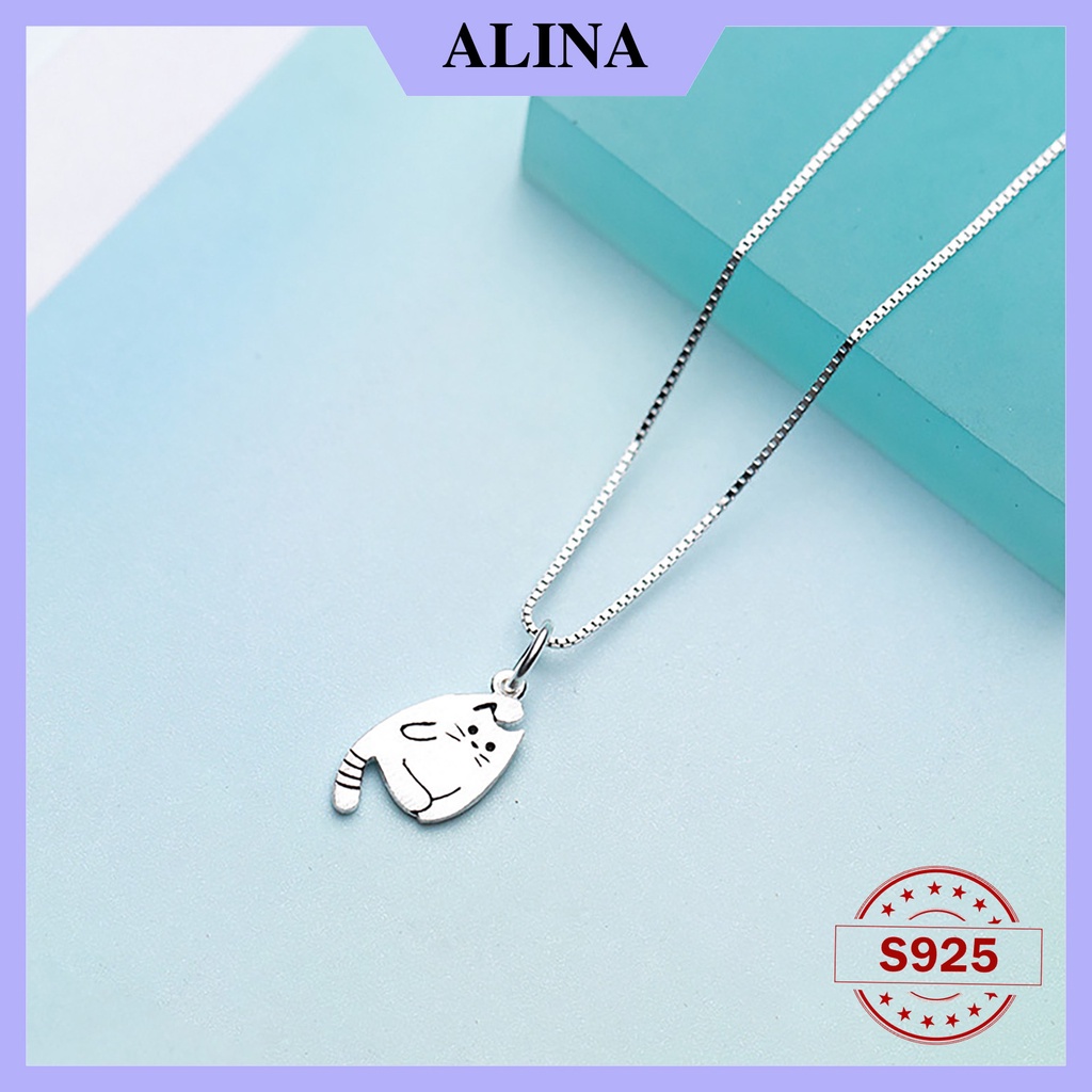 Dây Chuyền Bạc 925 Alina Mèo Vòng Cổ Con Vật Đơn Giản 0119