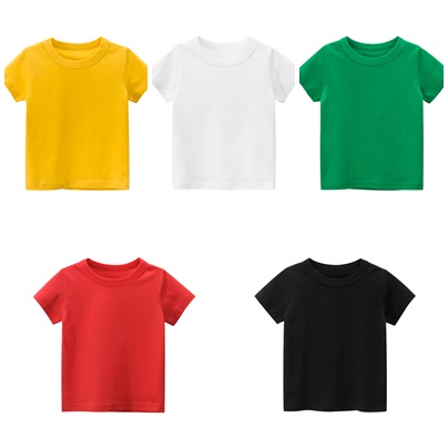 Áo thun cộc tay, Áo có tay cotton trơn màu cho bé