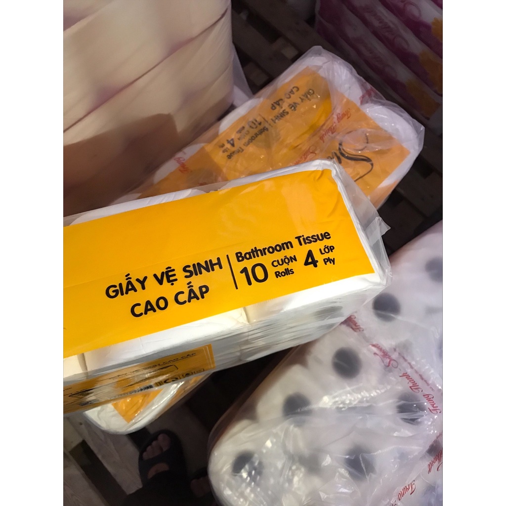Giấy Vệ Sinh Silkwell Hạc Vàng 10 cuộn 4 lớp có lõi hàng cao cấp siêu mềm mịn chính hãng