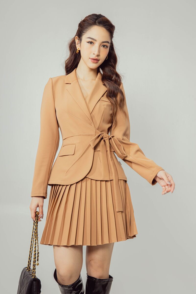 [Mã FAMALLT5 giảm 15% đơn 150k] CCHAT Áo blazer nơ sườn cổ ve