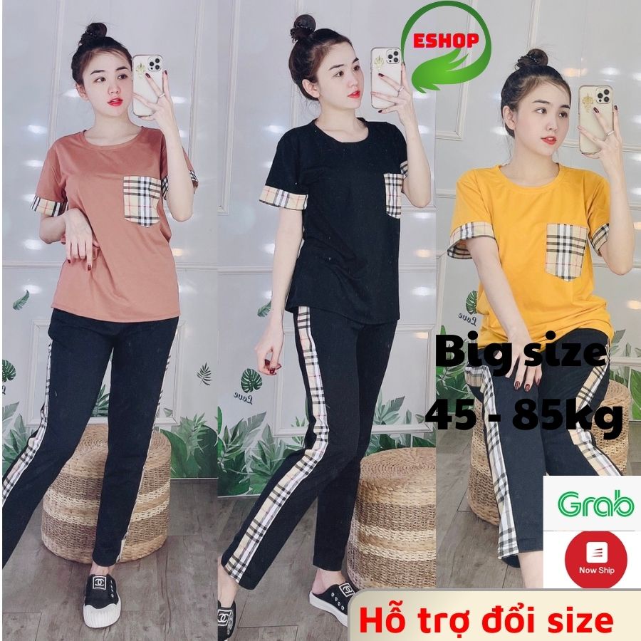 Đồ bộ nữ đồ bộ mặc nhà ngủ thể thao thun cotton bigsize quần dài đẹp dễ thương cute Đồ bộ nữ trung niên ESHOP  DB15