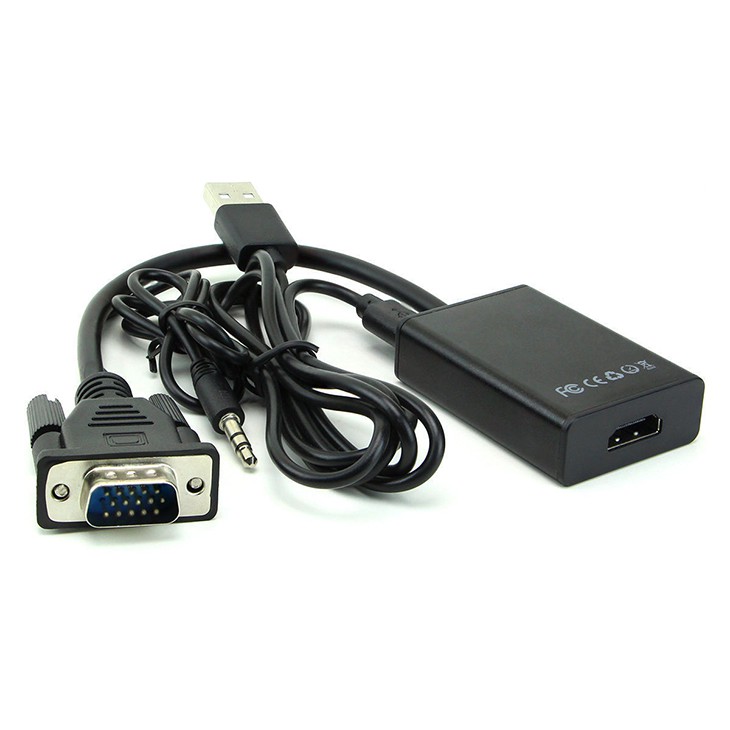 VEGGIEG VGA to HDMI &amp; VGA Adapter with Audio Support VGA to HDMI VGA Splitter 1 in 2 Out