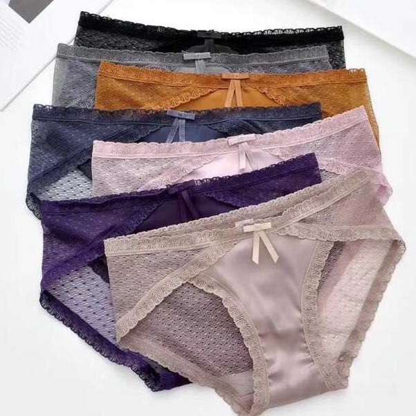 Sét Quần Lót Nữ Thun Lạnh Đúc Xu Phối Ren Lưới Sexy Kháng Khuẩn Cao Cấp QL266