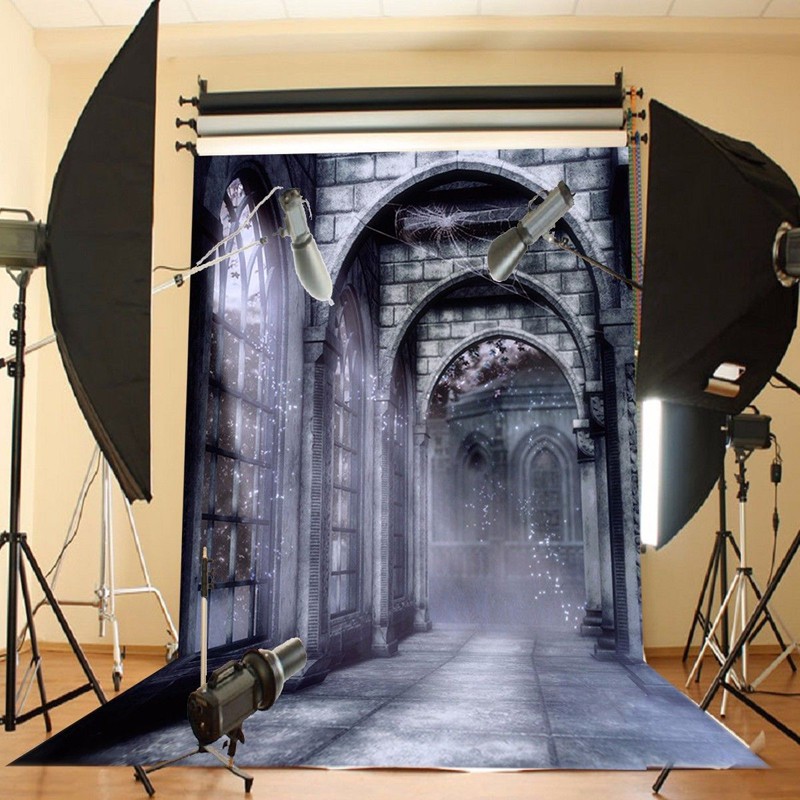 Tấm phông nền chụp ảnh trong studio họa tiết tòa lâu đài cổ điển chất liệu vinyl