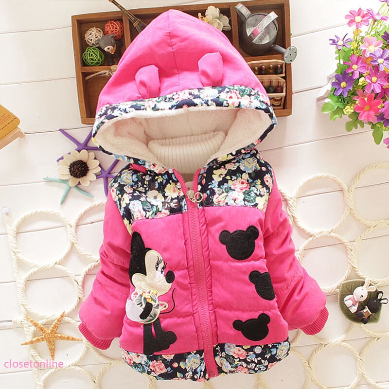 Áo khoác ấm mùa đông hình chuột Minnie cho bé gái