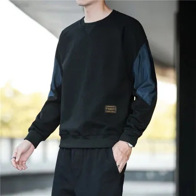 Áo Sweater Cotton Cổ Tròn Dáng Rộng Màu Sắc Tương Phản Thời Trang Xuân Thu Mới Cho Nam