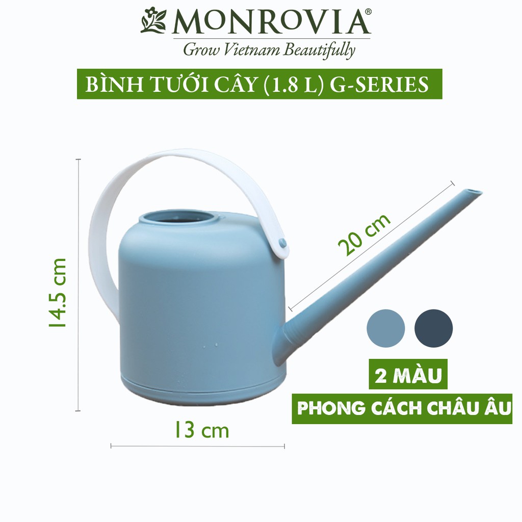 Bình tưới cây vòi dài MONROVIA 1,8 lít, tháo lắp dễ dàng, tiện lợi, tưới cây cảnh ban công, sân vườn, thiết kế Châu Âu