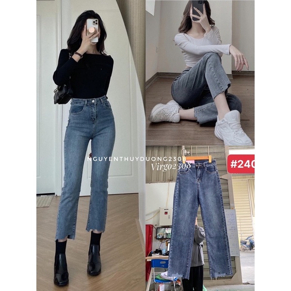 [HÀNG SẴN]QUẦN JEANS “FANGU” XẺ GẤU MÃ 2401 CẠP CAO