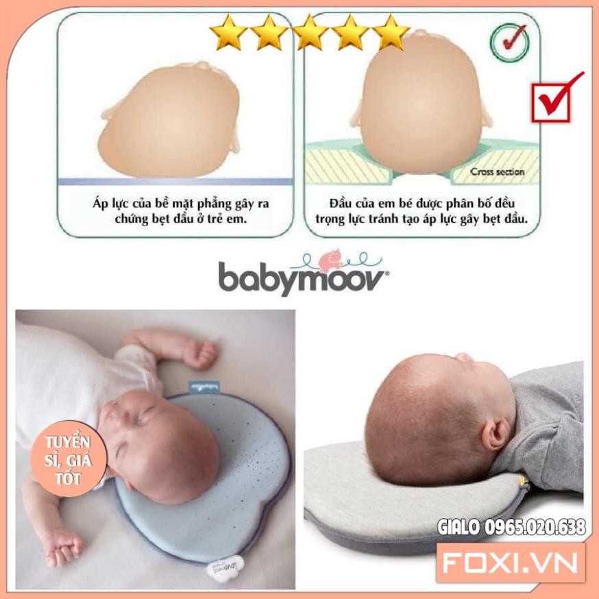 Gối chống bẹt đầu Lovenest Babymoov-Phù hợp với mọi loại giường-nôi-cũi-xe đẩy-Giúp bé ngủ sâu giấc hơn và thoải mái hơn