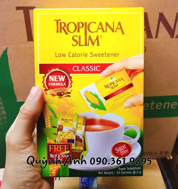 [Mã 77FMCGSALE1 giảm 10% đơn 250K] Đường ăn kiêng Tropicana Slim (Classic) hộp 50 gói (gói 2g) | BigBuy360 - bigbuy360.vn