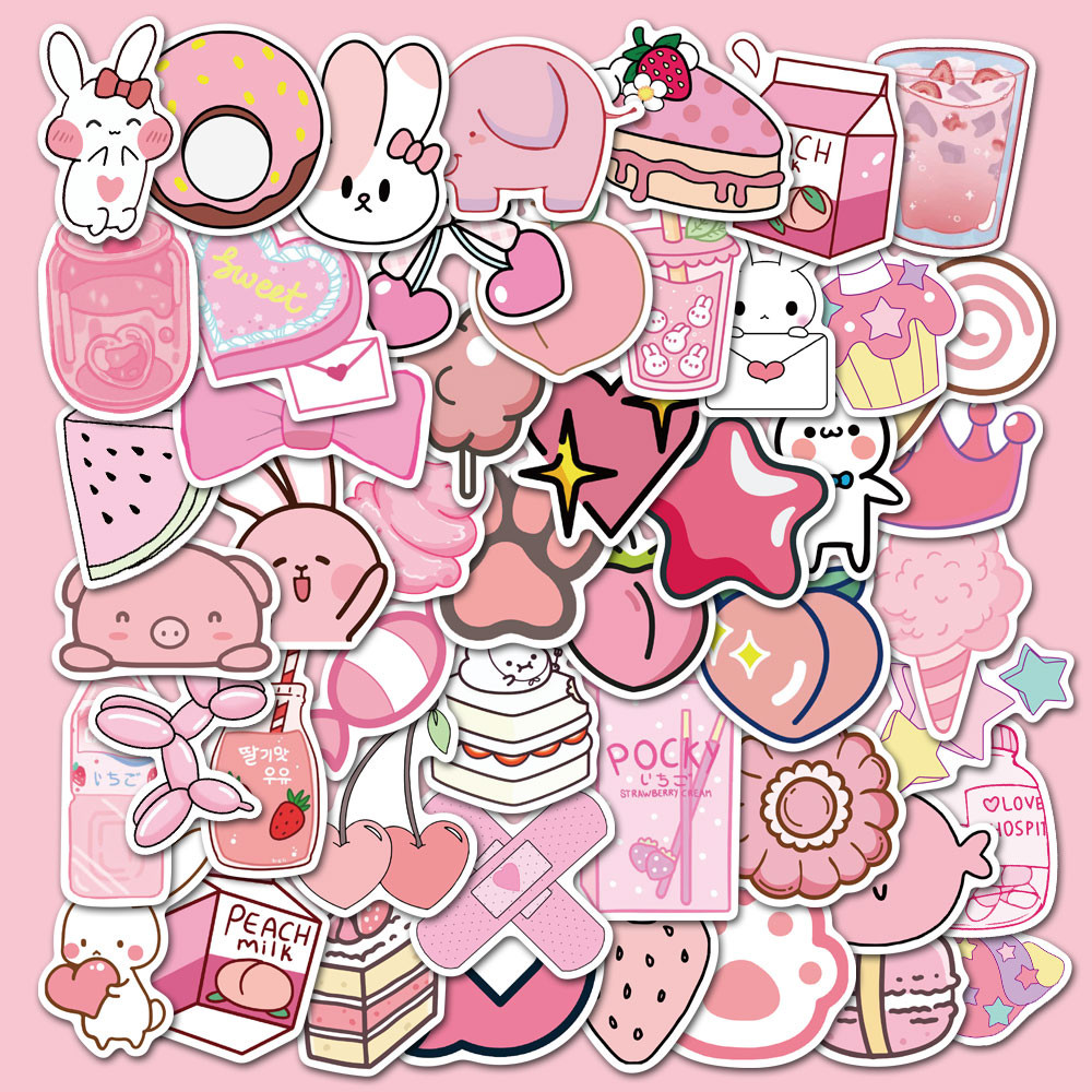 50 miếng dán trang trí họa tiết hoạt hình xinh xắn chống thấm nước