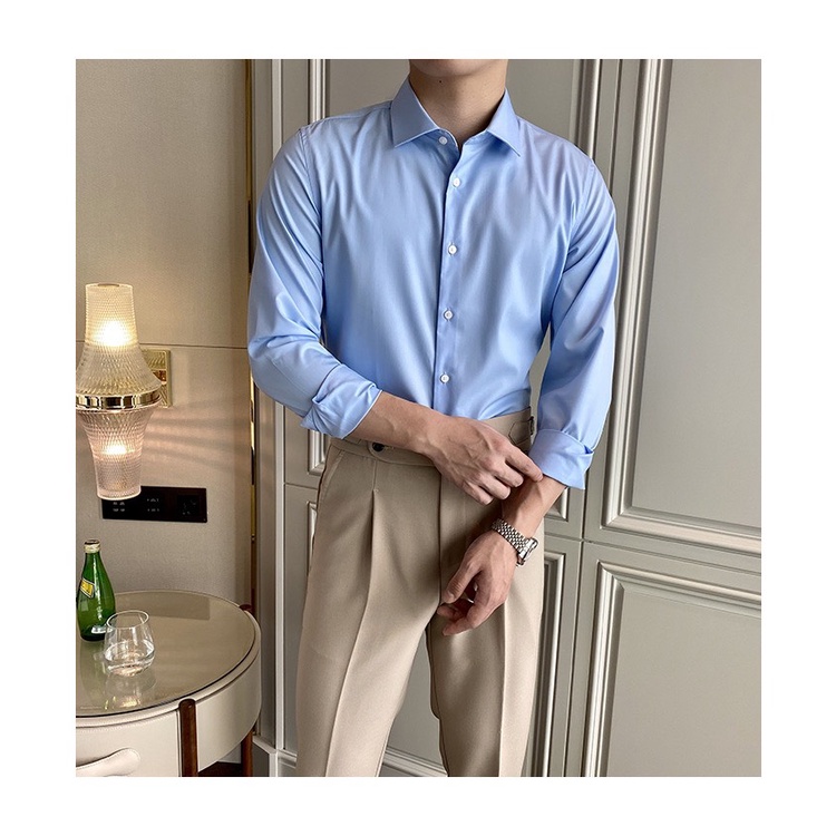 Áo sơ mi nam dài tay cổ bẻ chất liệu lụa mềm mịn , không nhăn, không xù , thấm hút mồ hôi