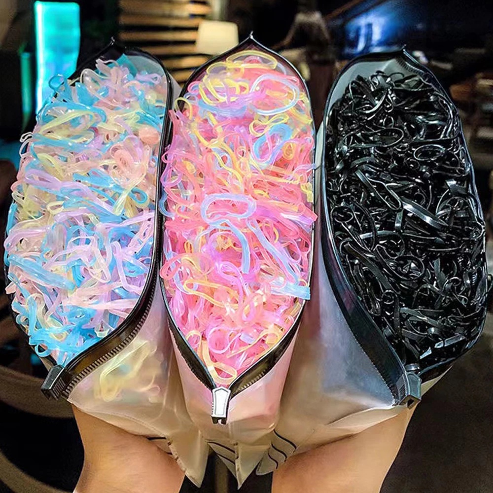 Túi 1000 Dây Chun Buộc Tóc Nhiều Màu Sắc Dùng Một Lần Dành Cho Bé Gái