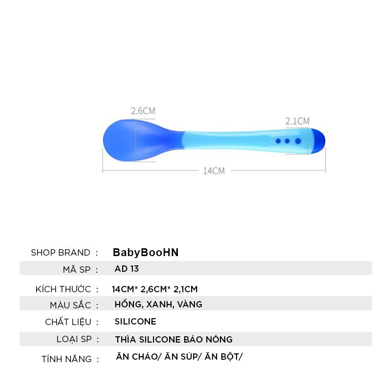 Thìa ăn dặm báo nóng bón cháo đút bột chất liệu silicon an toàn giúp bé ăn ngoan, ngon miệng BabyBooHN