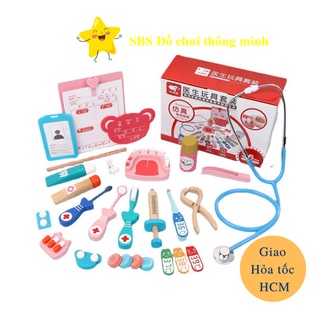 (Hỏa tốc HCM)  Bộ đồ chơi bác sĩ bằng gỗ đầy đủ chi tiết cực xịn cho bé/ xe cứu thương di chuyển nhiều chi tiết