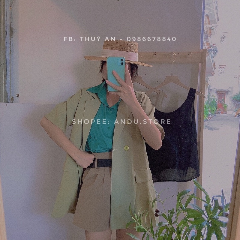 (Sẵn) Áo vest blazer cộc tay 3 màu ANDUSTORE [Video +ảnh thật shop chụp] thanh lịch, trẻ trung | BigBuy360 - bigbuy360.vn