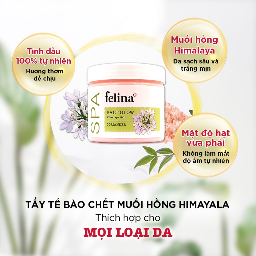 Muối Tắm Felina Salt Coriander Tẩy Tế Bào Da Chiết Xuất Ngò 500g