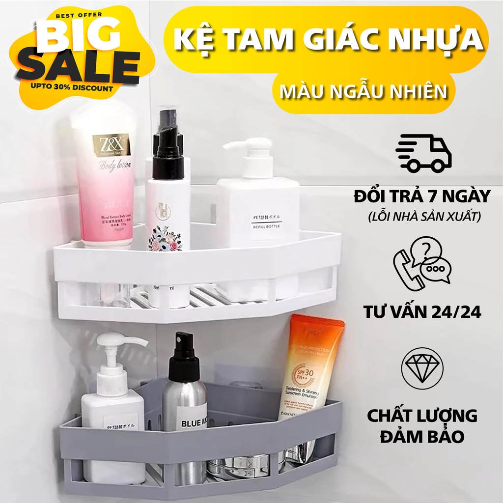 Kệ Góc Dán Tường Bằng Nhựa Hình Tam Giác Để Đồ Phòng Tắm Đa Năng, Tiện Lợi, Dễ Sử Dụng, Không Cần Khoan Tường