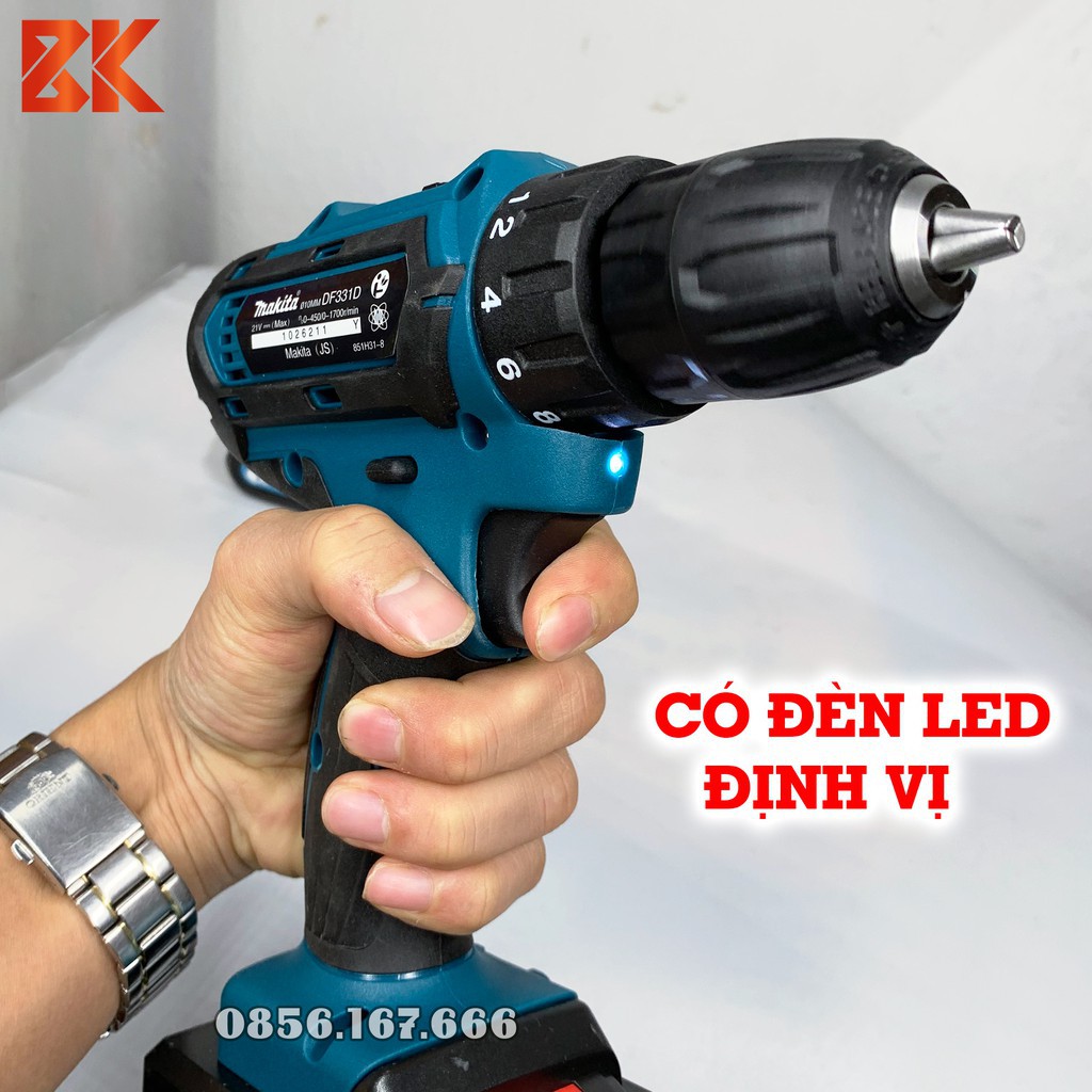 Máy Khoan MAKITA 21V 2 PIN DẸT- Tặng Đầu chải, Pin 5 Cell, 100% đồng, Máy bắt vít, vặn vít, khoan gỗ