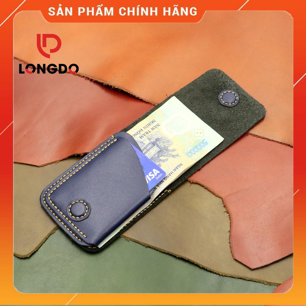 Ví sen 3, bóp da nam mini da bò thật - Bảo hành 5 năm - Hàng chính hãng thương hiệu Longdo Leather