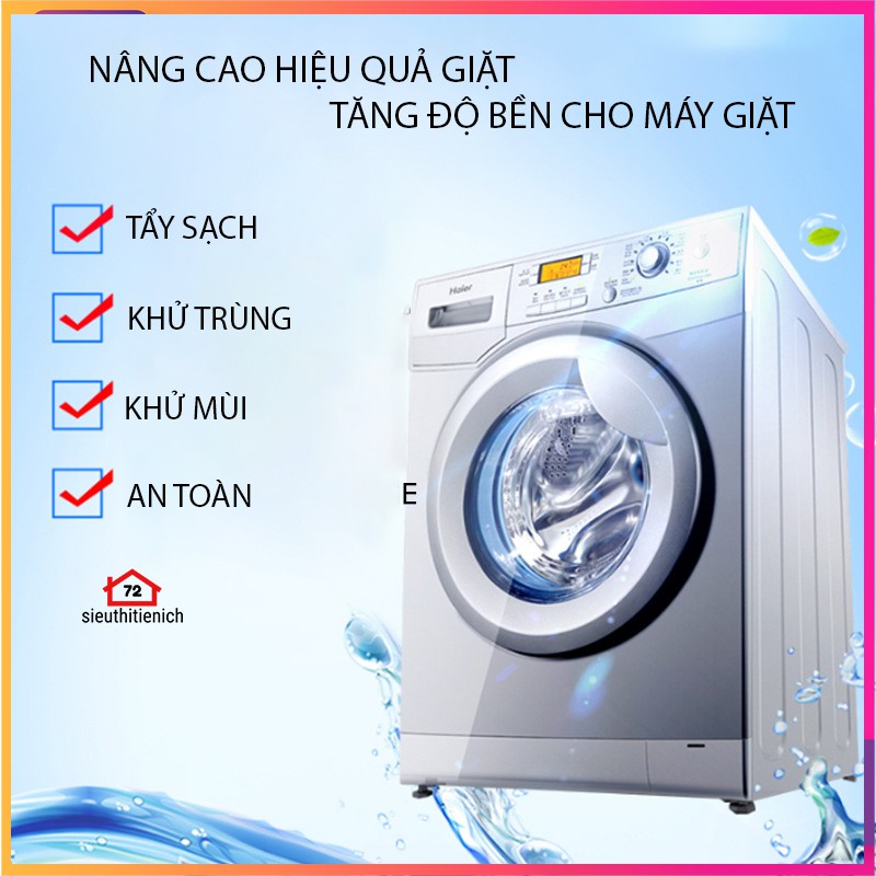 2 Viên tẩy, viên tẩy lồng giặt, vệ sinh lồng giặt, loại bỏ cặn, màng bám trong lồng giặt [SL 2 VIÊN TẨY]