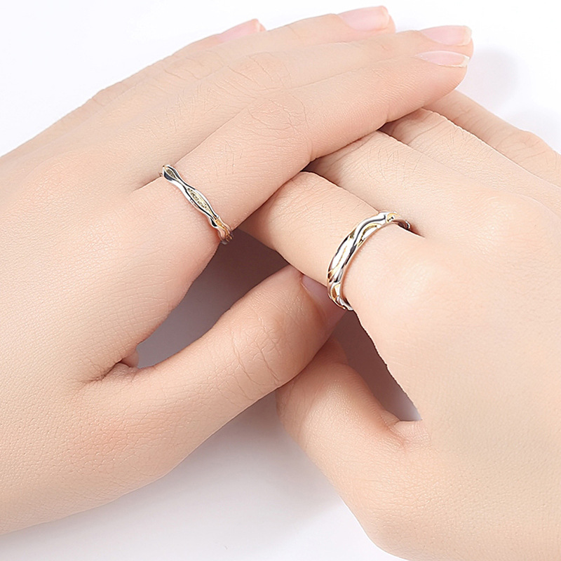 FOREVER 1 Nhẫn Đôi Mạ Vàng Phong Cách Hàn Quốc