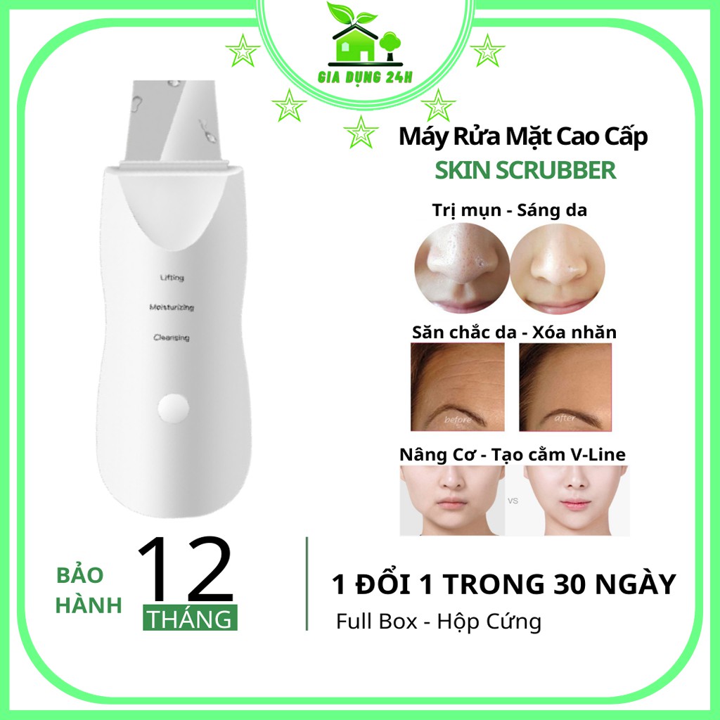 Máy rửa mặt, massage, trị mụn [LOẠI 1] LEATHER SHOVEL cao cấp giảm mụn nhanh, da căng mịn, săn chắc bảo hành 12 tháng