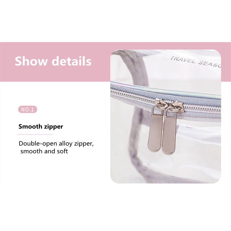 Túi Đựng Đồ Trang Điểm Trong Suốt Bằng PVC Có Khóa Kéo Tiện Dụng
