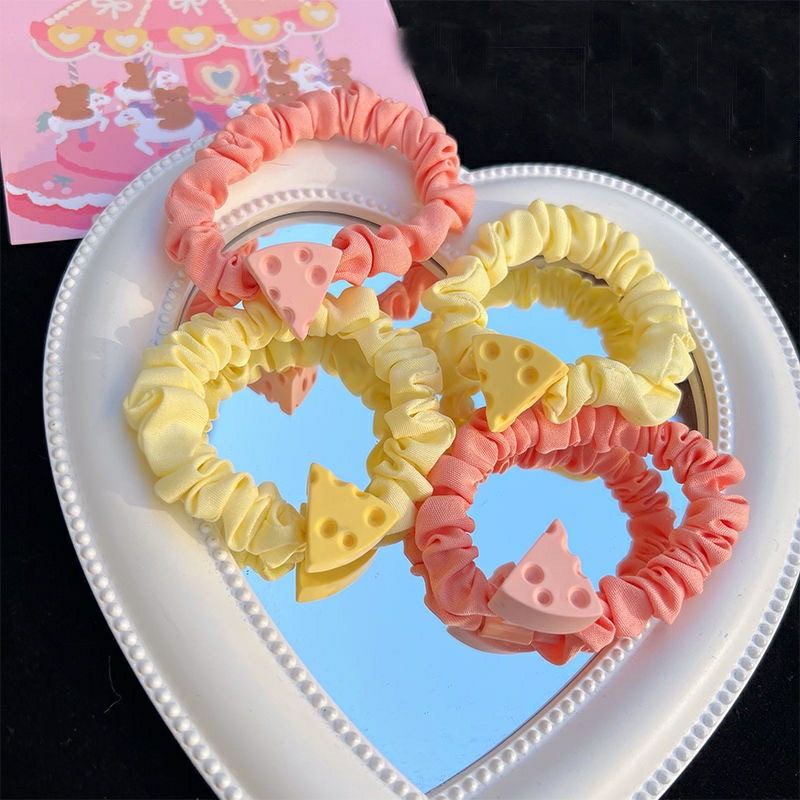 Cột Tóc Vải Nhún Đính Charm Phô Mai Đào Sanrio Pastel