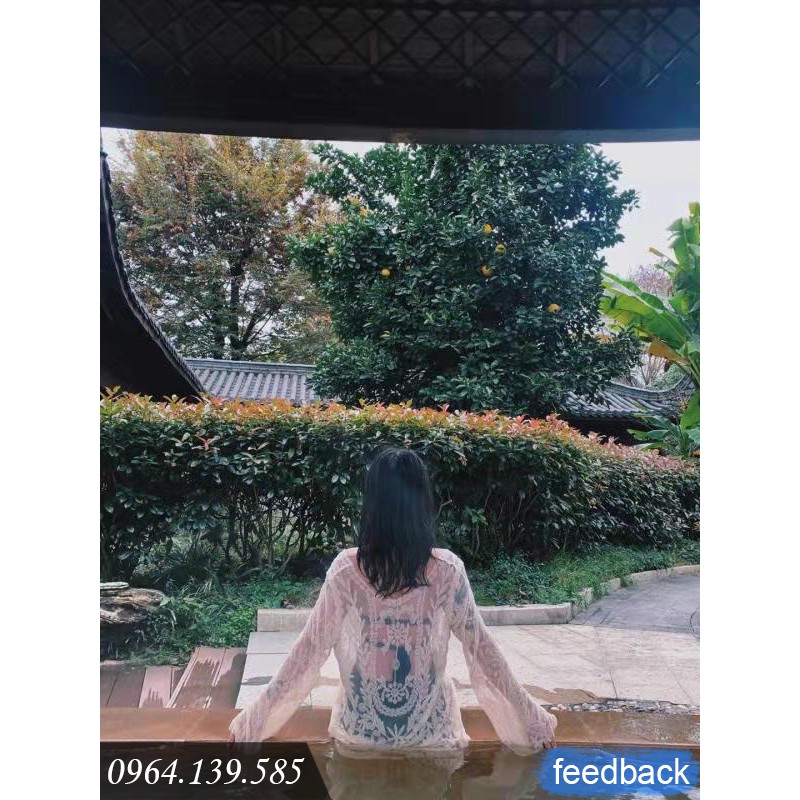 Áo ren lưới dài tay đi biển mặc ngoài bikini & croptop, dáng chui đầu dễ mặc, chất ren dày dặn mịn đẹp  | AR020 | BigBuy360 - bigbuy360.vn