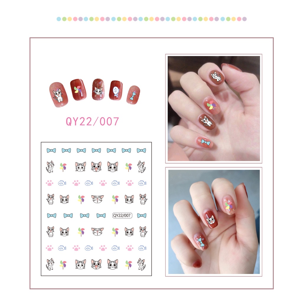 Miếng Dán Trang Trí Móng Tay Họa Tiết Hoạt Hình Dễ Thương