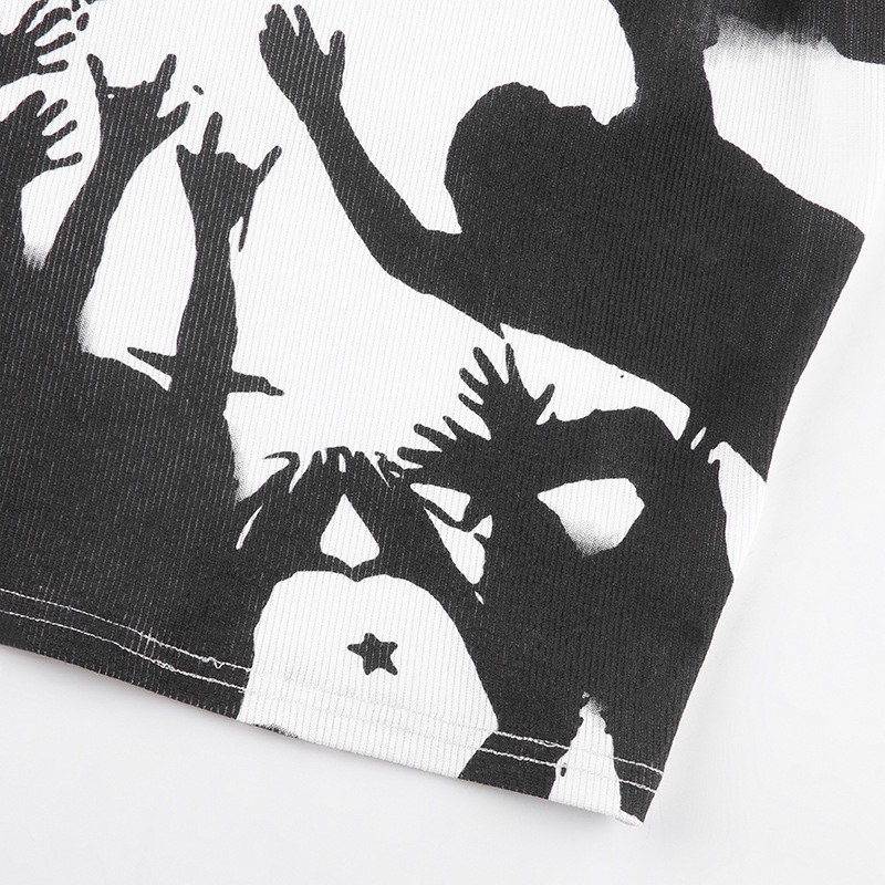 Áo Tank Top Cổ Tròn Dáng Ôm In Họa Tiết Nghệ Thuật Thời Trang Cho Nữ