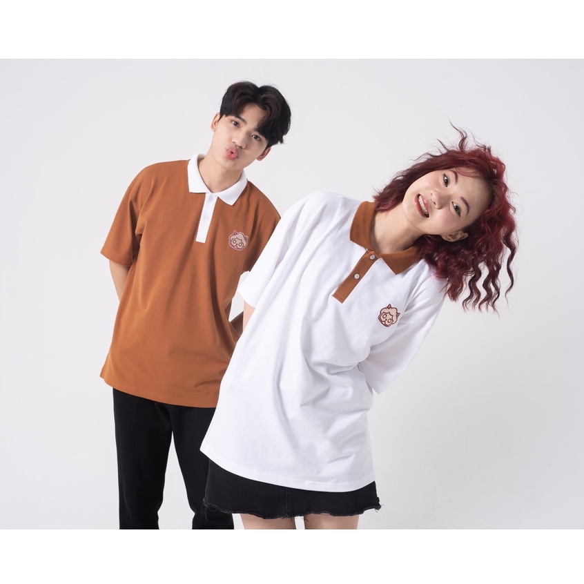 Áo Polo unisex Tokago Cookie tay lỡ, áo có cổ nam nữ nhiều màu cotton, form rộng