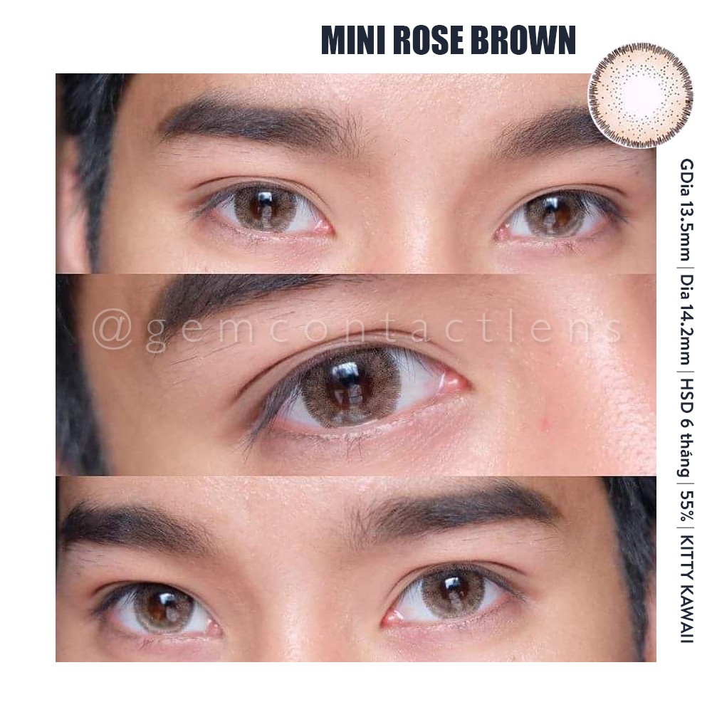 Áp Tròng Giãn Nhẹ MINI ROSE BROWN Ẩm Cao 55% HSD 6 Tháng Lens Nâu Tự Nhiên Sáng Nhẹ Đủ Độ Có Lệch Phù Hợp Mắt Nhạy Cảm