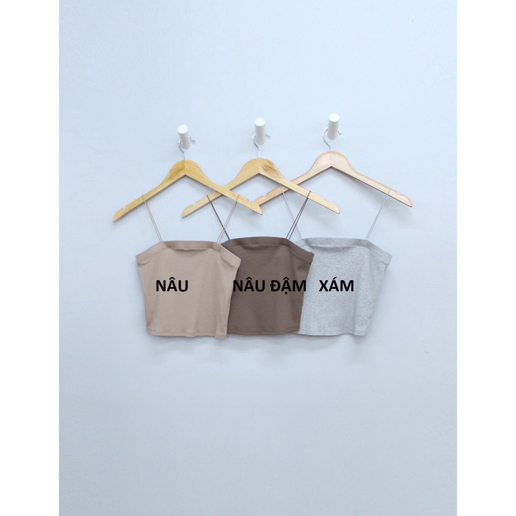 Q9385 - 	Áo thun gân 2 dây croptop Active USA, trơn