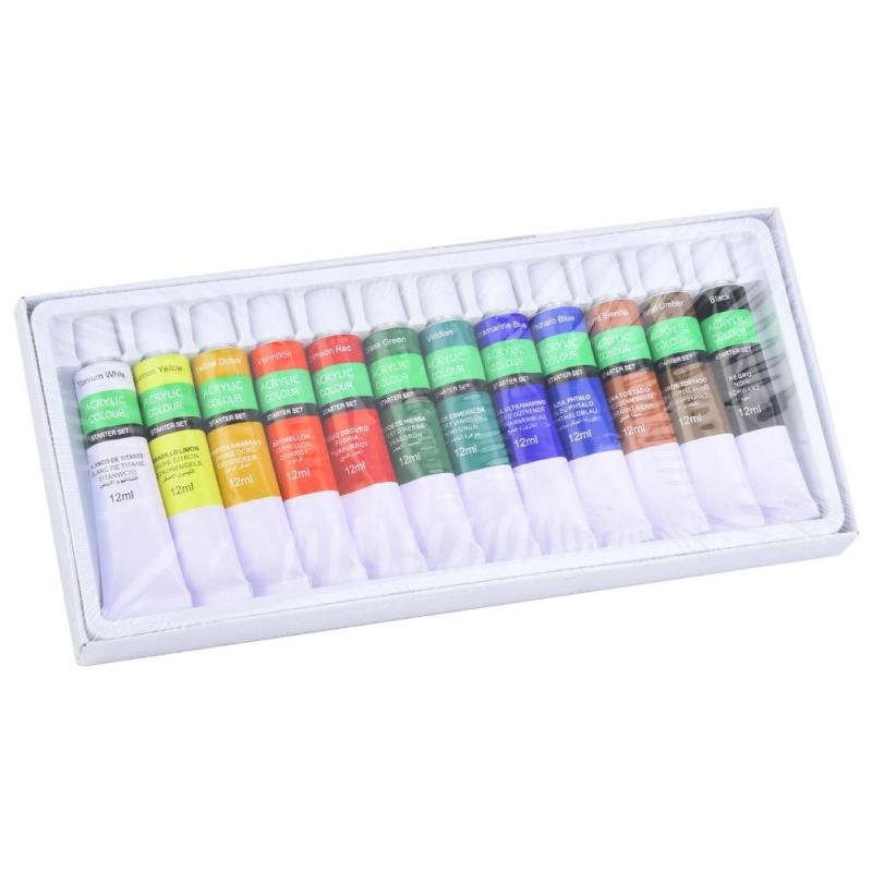 Set 12 Tuýp Màu Vẽ Acrylic 12ml Nhiều Màu Sắc