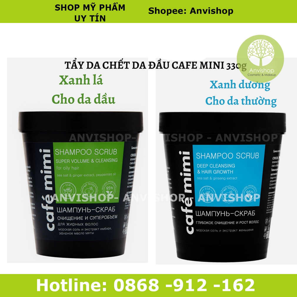 Dầu gội - Tẩy da chết da đầu Cafe Mimi Shampoo Scrub làm sạch sâu cho tóc tơi &amp; bồng bềnh, giảm gàu ngứa, kiềm dầu