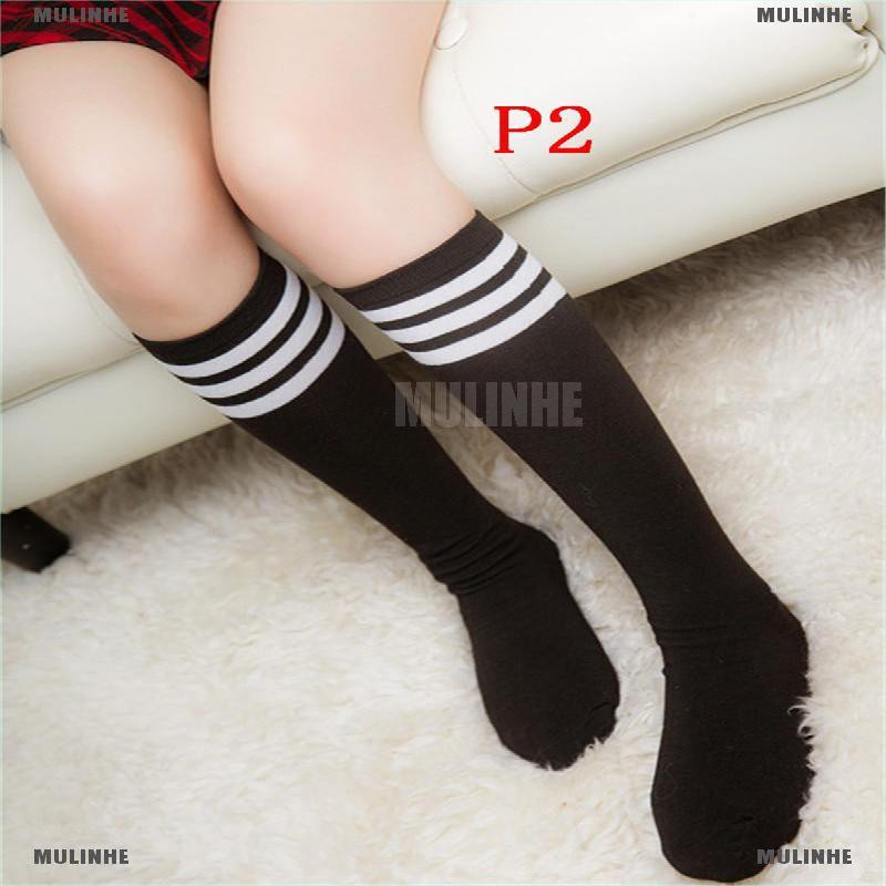 Vớ Cotton Cao 3 Sọc Màu Trơn Dành Cho Nữ