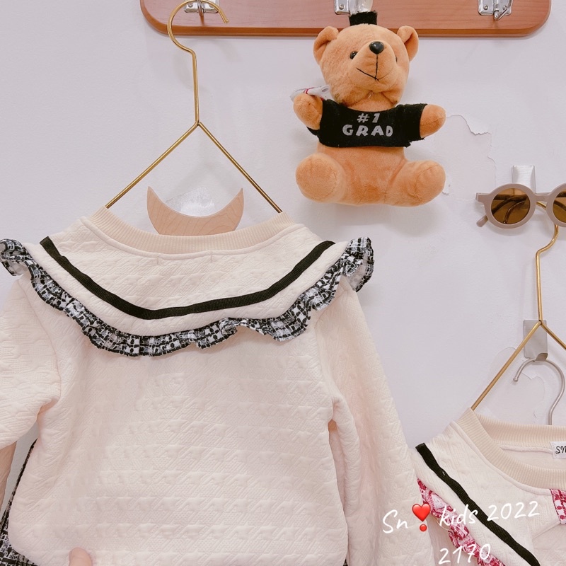 Set áo phối cv caro sn kids cho bé gái