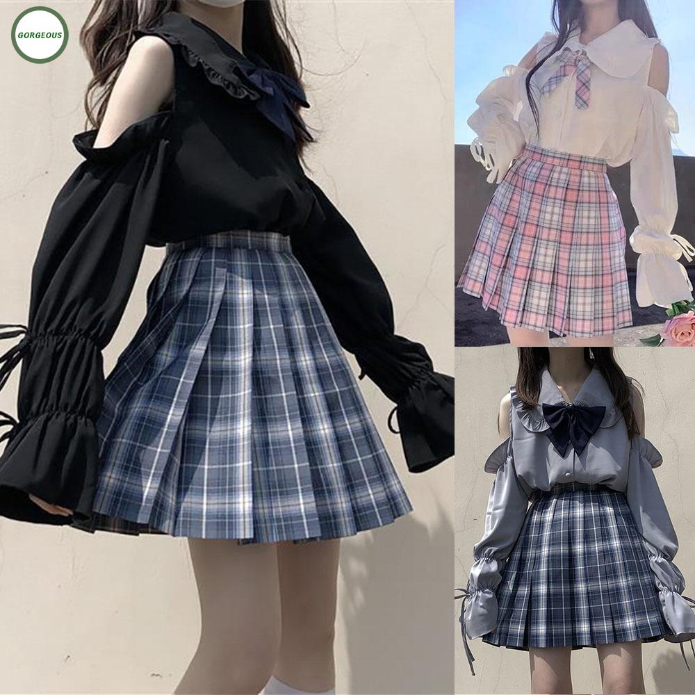GORGEOUS~Girls Student Lolita Sweet Cute Collar Shirts JK Blouse Off Shoulder Tops Summer