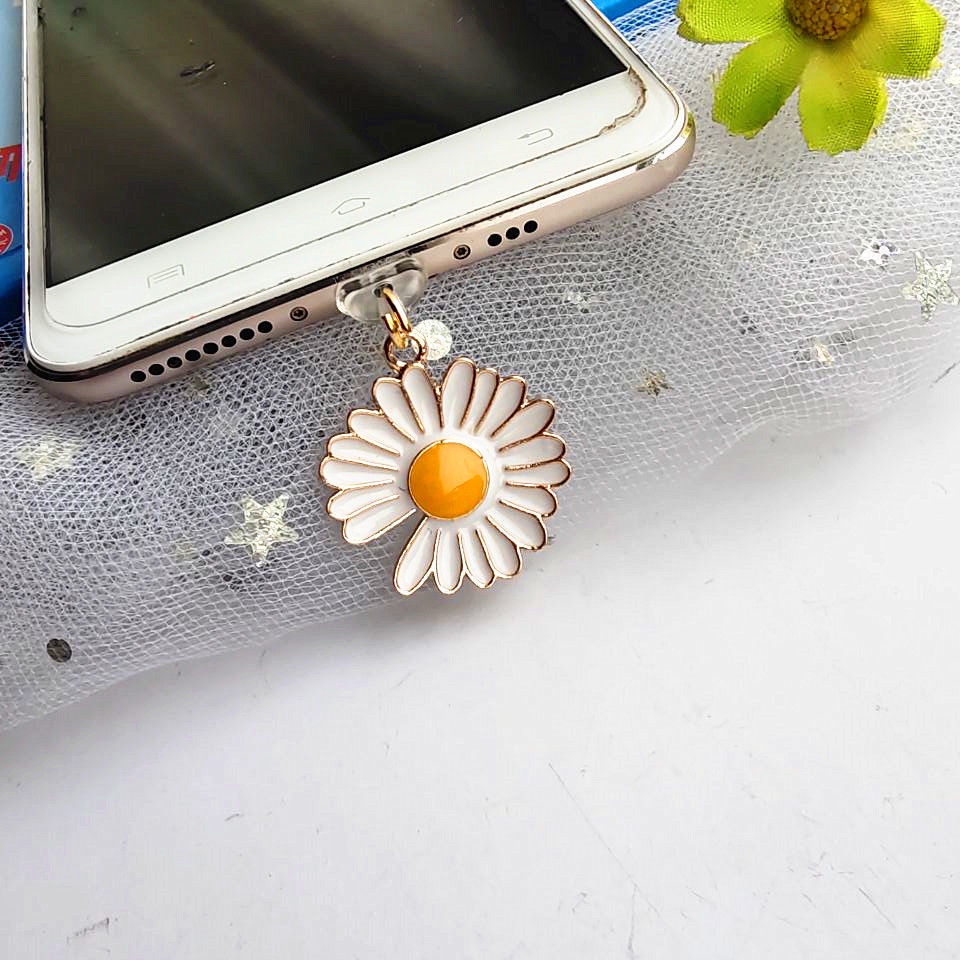 Phụ Kiện Trang Trí Cho Lỗ Cắm Tai Nghe Điện Thoại Hình Hoa Cúc Xinh Xắn