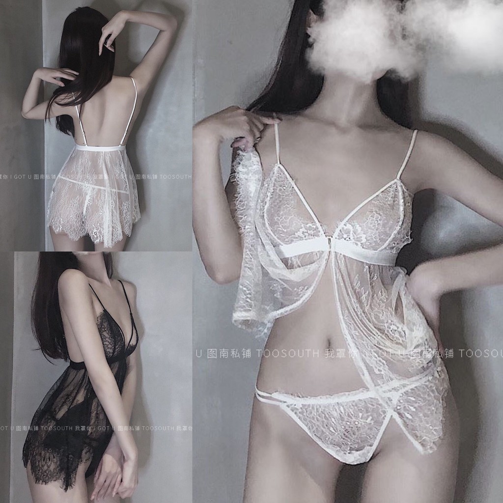 Váy ngủ ren xuyên thấu thêu hoa kiểu dáng quyến rũ (không kèm băng tay và bịt mắt) mã VN28