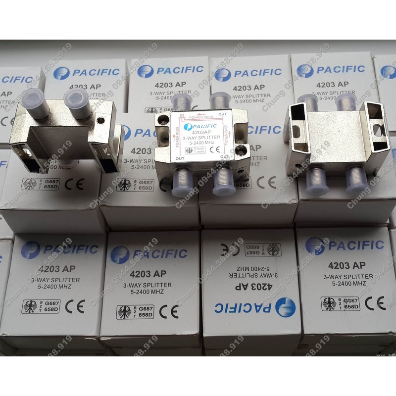 Bộ chia 3 truyền hình cáp Pacific 4203AP (5-2400mhz)