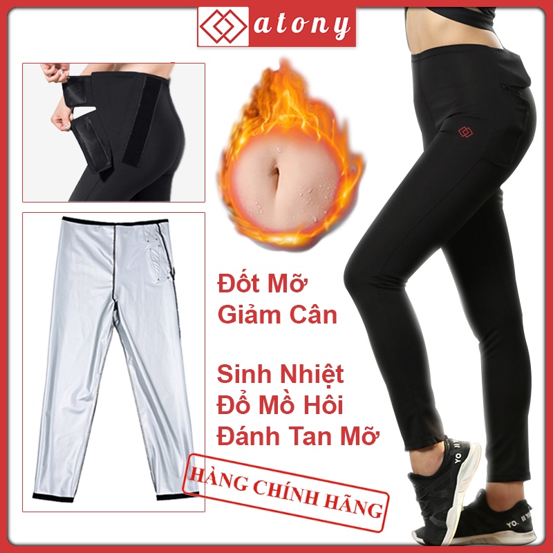 Quần Tan Mỡ Giảm Cân ATONY - Sinh Nhiệt, Đổ Mồ Hôi, Tan Mỡ Bụng, Định Hình - Tập Gym, Yoga, Chạy Bộ, Boxing